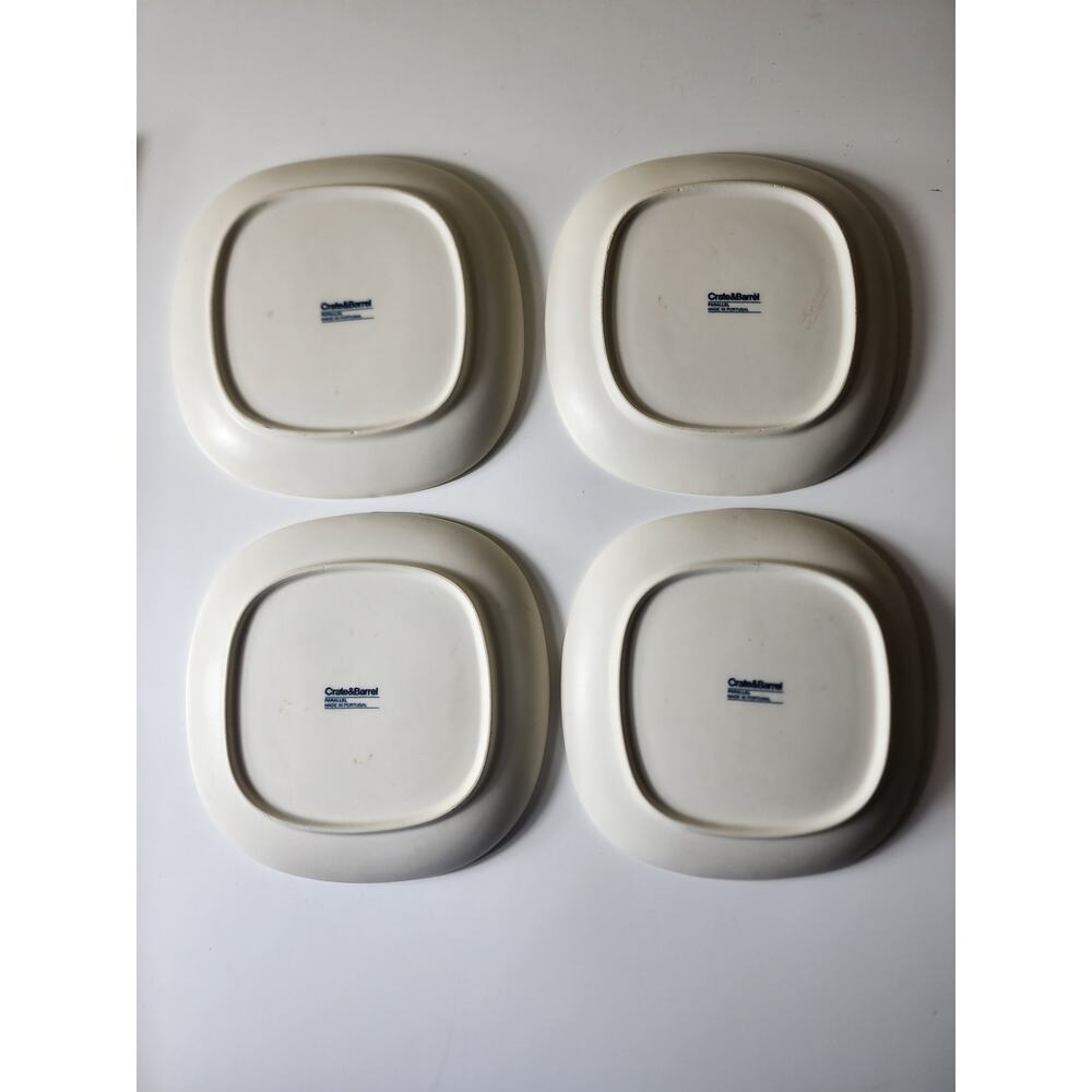 CRATE & BARREL Off White "Parallel" 7.5" Salad Dessert Plates - set of 4 - Picture 2 of 8